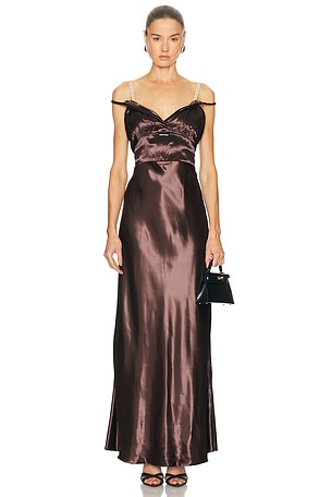 Miu Miu Satin Dress in Brown