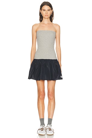 Miu Miu Strapless Mini Dress in Light Grey,Navy