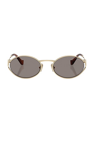 Miu Miu Oval Sunglasses in Metallic Gold