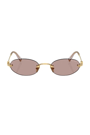 Miu Miu Oval Sunglasses in Metallic Gold