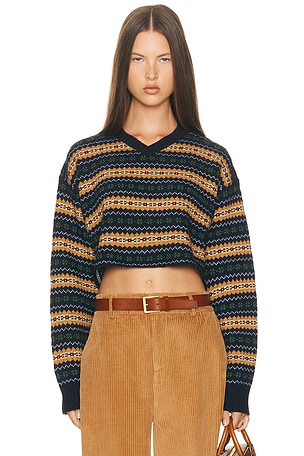 Miu Miu Wool Fairisle Sweater in Navy