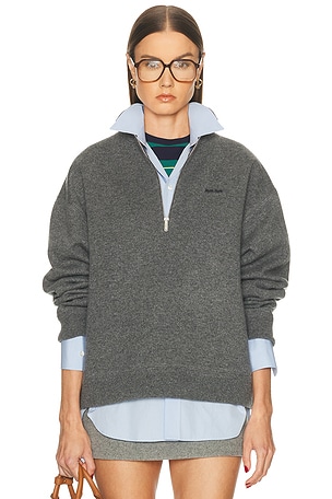 Miu Miu Cashmere F.12 Half Zip Sweater in Grey