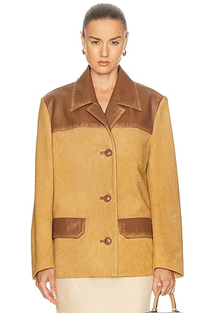 Miu Miu Scamosciato Jacket in Mustard,Brown