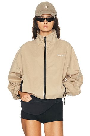 Miu Miu Gabardine Old Jacket in Beige