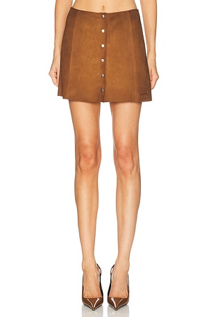 Miu Miu Agnello Scamosciato Skirt in Brown