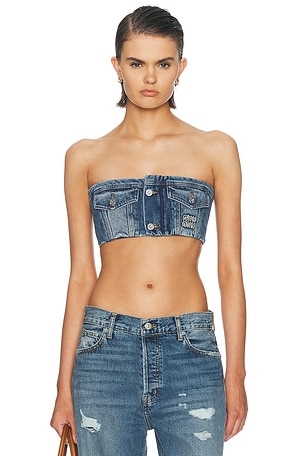 Miu Miu Denim Top in Blue in Blue