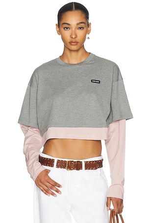 Miu Miu Jersey Top in Grey