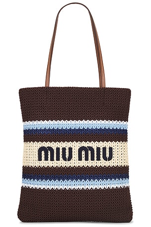 Miu Miu Logo Tote Bag in Chocolate