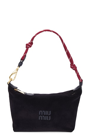 Miu Miu Velluto Righe Nastro Bag in Navy