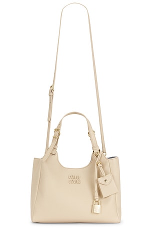 Miu Miu Vitello Phenix Shoulder Bag in Cream