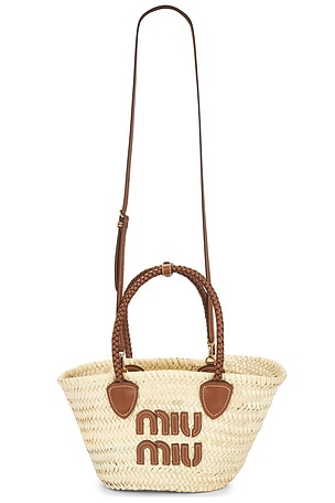 Miu Miu Palmito Mini Top Handle Bag in Brown,Beige