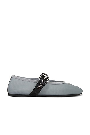 Miu Miu Ballerine Rete Flat in Grey
