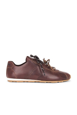 Miu Miu Plume Vitello Old Sneaker in Brown