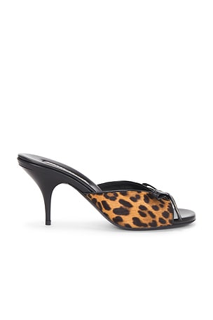 Miu Miu Leopard Mule Sandal in Brown