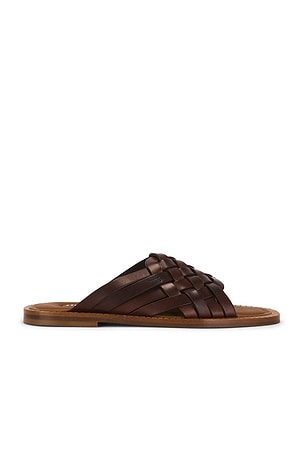 Miu Miu Woven Flat Sandal in Brown
