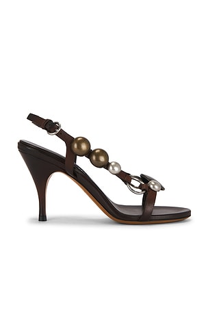 Miu Miu Beaded Sandal in Brown
