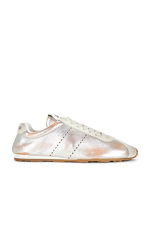Miu Miu Plume Sneaker in Metallic Silver