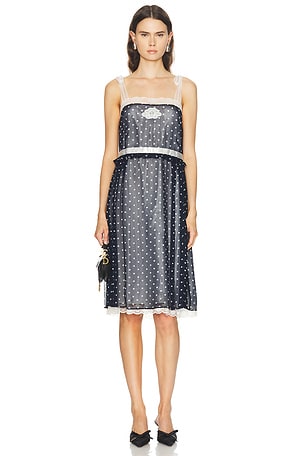 Marc Jacobs Ribbon Strap Chiffon Dress in Navy