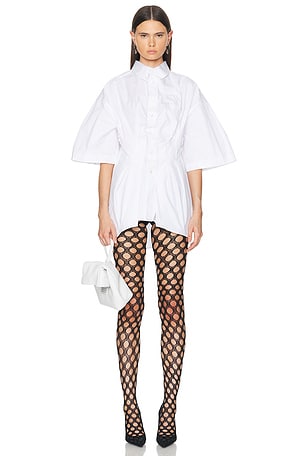 Maison Margiela Short Sleeve Button Up Top in White
