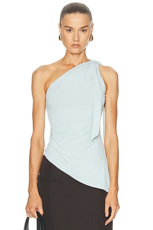 Mimchik One Shoulder Tie Top in Baby Blue