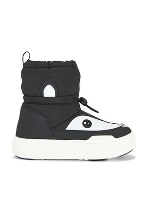 MOON BOOT Kids Junior Park Tube Mid Animal Waterproof Boot in Black & White