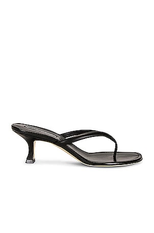 Manolo Blahnik Paterno 50 Leather Sandal in Black