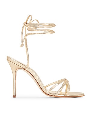 Manolo Blahnik Leva 105 Leather Sandal in White