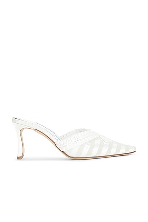 Manolo Blahnik Voluptia 70 Mule Heel in White