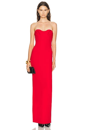 MONOT Plain Flower Dress in Red