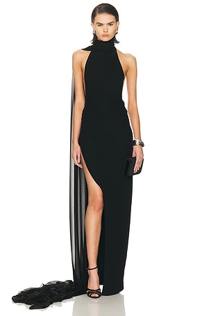 MONOT Neckpiece Long Dress in Black