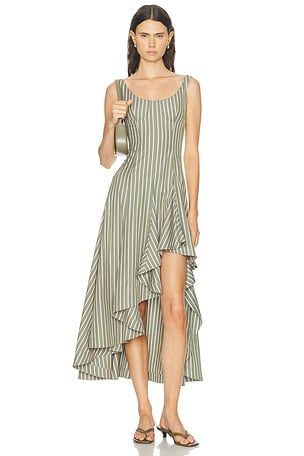 Monse Striped Corset Dress in Sage
