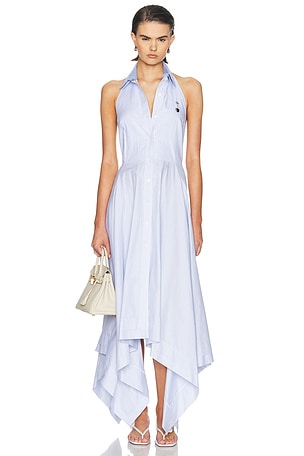 Monse Bunny Ear Tie Handkerchief Dress in Blue