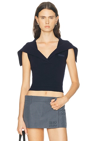 Monse Double Sailor Collar Sweater Vest in Navy