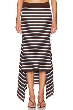 Monse Stripe Cascade Skirt in Brown