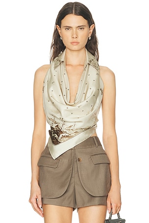 Monse Printed Halter Top in Ivory