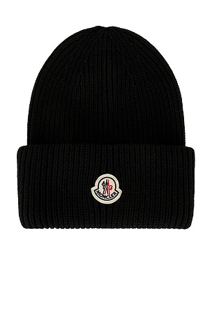 Moncler Logo Beanie in Black