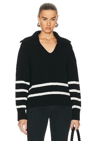 Moncler Long Sleeve Polo Sweater in Black