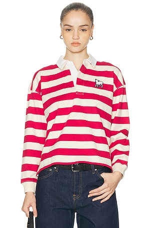 MOTHER The Boxy Match Polo in Red,Cream