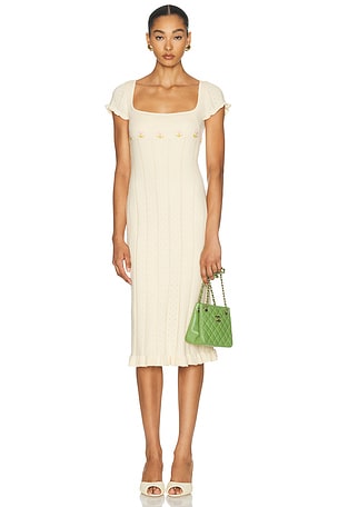 Mirror Palais Tulip Knit Lady Dress in Yellow