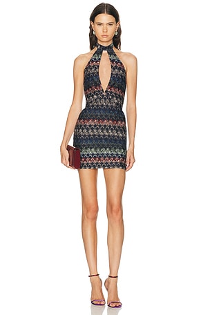 Missoni Keyhole Halter Mini Dress in Navy