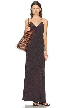 Matteau Low Back Halter Dress in Brown