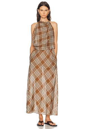 Matteau Layered Halter Dress in Brown