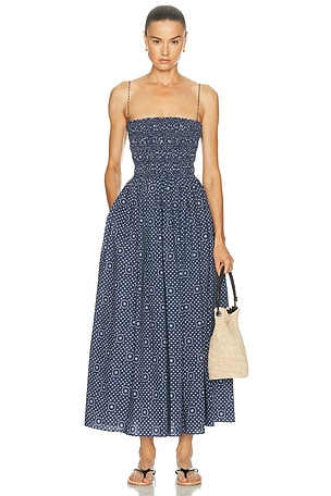 Matteau Shirred Bodice Dress in Blue