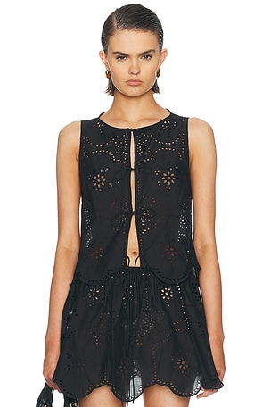 Matteau Broderie Tie Blouse in Black