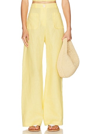 MATTHEW BRUCH Barrel Button Pocket Pant in Yellow