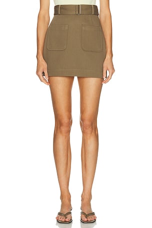 MATTHEW BRUCH Belted Mini Skirt in Army