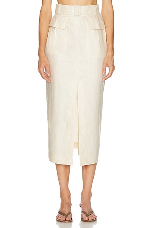MATTHEW BRUCH Cargo Midi Skirt in Cream