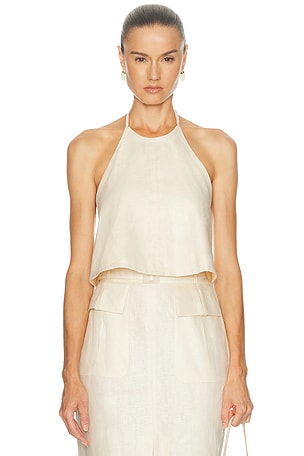 MATTHEW BRUCH Tie Halter Top in Cream
