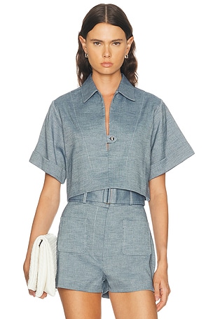MATTHEW BRUCH Popover Top in Blue