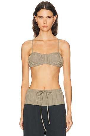MATTHEW BRUCH Bubble Bandeau Crop Top in Tan